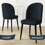Aste Serisi 2 Adet Mutfak Sandalyesi Metal Siyah Iskeletli 1. Sınıf Babyface Kumaş - Antrasit - Baby Face
