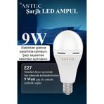 ASTEC Beyaz 9 Watt Şarjlı LED Ampul E27 Duy 6500K 8 Saat Aydınlatma Taşınabilir