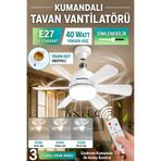ASTEC Kumandalı Tavan Vantilatörü E27 Duylu Led Işıklı Sessiz Tavan Fanı 3 Kademeli Ayarlanabilir Hız