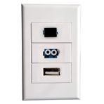 AsteriskStore SC Simplex + LC Dubleks + USB Modüllü Duvar Plakası, Fiber Optik Kilit Taşı Konnektörler Jak/Fiş Duvara Monte Ön Panel Kapağı (Tip 118C)