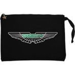 Aston Martin Logo 2 Siyah Clutch Astarlı Cüzdan / El Çantası - 25x18cm