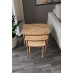 Astor Çam Zigon Sehpa Dikdörtgen 3'lü Set İç İçe Geçebilen Ahşap Ayaklı Çam Desen Yüzey 60Gx37Dx52Y