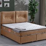 Astra 140x190 cm Kahverengi Baza Başlık ve Real Pedli Yatak Seti