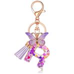 AstraGlam R harfli anahtarlık, kelebek tasarımlı anahtarlık, kızlar için, kişiselleştirilmiş harf kolye ucu, baş harf seçimi, kadınlar için hediye, anahtarlık M
