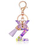 AstraGlam Z harfli anahtarlık, kelebek tasarımlı anahtarlık, kızlar için, kişiselleştirilmiş harf kolye ucu, baş harf seçimi, kadınlar için hediye, anahtarlık M