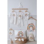 Astral Baby İsimli %100 Organik Pamuk 12'li Hastane Çıkışı Çiçekli Renkli Gökkuşağı