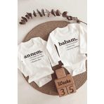 Astral Baby Unisex Bebek Ekru Organik Annem Ve Babam Yazılı Uzun Kol Body 2'li Set