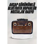 ASTRALTECH Bluetooth Hoparlör Ahşap Renk Vintage Işıklı Nostaljik Radyo Fm Ahşap Görünümlü