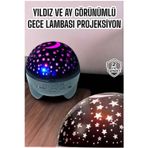 Astraltech Gece Lambası Projeksiyon Görünümlü Şarjlı Yıldızlı Yuvarlak
