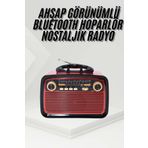 ASTRALTECH Nostalji Radyo Bluetooth Hoparlör USB-SD Kart Giriş Led Fener Işıklı Bataryalı Pilli