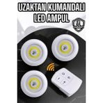 Astraltech Spot Lamba LED Işık 3'lü Uzaktan Kumandalı Pilli Yapışkanlı Kablosuz