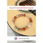 ASTRO STONES Doğal Taş Hayat Enerjisi Bileklik Jasper Doğal Taş Bileklik- Jasper & Hematit - 21 cm