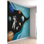 Astronat Ve Uzay Desenli Silinebilir Tekstil Duvar Kağıdı, 250 x 125