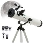 Astronomik Teleskop, 525X Büyütme Kapasitesi, 76 mm Mercek Açıklığı, 700 mm Odak Uzunluğu, Yüksek Çözünürlüklü Görüntü, 113 cm Tripod Uzunluğu, Çocuklar ve Yetişkinler İçin Aynalı Astronomik Teleskop