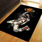 Astronot Figürlü Dekoratif Genç Odası Halısı Çocuk Odası Bambu Kalite HD Dijital Baskı Modern (100 x 200 cm)