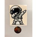 Astronot Sticker 10X8CM Folyo Kaplama-Araba Motosiklet Kask Modifiye Aksesuar Uzay Sevimli Sticker - Beyaz