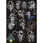 Astronot Sticker Set 14 20 Parça Telefon, Tablet, Defter, Laptop Sticker