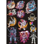 Astronot Sticker Set 7 12 Parça Telefon, Tablet, Defter, Laptop Sticker