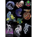 Astronot Temalı Sticker Set-1 10 Parça Telefon, Tablet, Defter, Laptop Sticker
