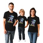 Astronot Tişört Anne Baba Çocuk astronaut Aile Kombini Tshirt Siyah (Siyah, 4-5 Yaş)