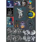 Astronot Ve Uzay Sticker Set 5 20 Parça Telefon, Tablet, Defter, Laptop Sticker