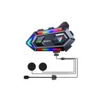 asua Kask Interkom Rgb Işıklı Çift Bağlantı Siri Bluetooth Mikrofon Kulaklık Stereo Motorsiklet