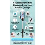 asua LED Işıklı Bluetooth Selfie Çubuğu & Tripod – 360° Döner Başlık, Uzaktan Kumandalı, Katlanabilir Tasarım