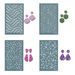 Asudaro 4 adet serigrafi şablonu, desen şablonları, kendin yap örgü şablonlar, transfer şablonları, kendinden yapışkanlı çiçek dantel, tekrar kullanılabilir ağ şablonları, baskı, takı yapımı, kil küpeler, dekorasyon için Tip 3