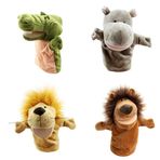 Asudaro Bebek çocuk doğum günü parmak pelüş hayvan el kuklası oyuncak gerçekçi beyaz kum derisi bebekleri/bej kaplan/kaplumbağa/kurbağa yumuşak pelüş el kuklası aslan + sarı aslan + su aygırı + timsah