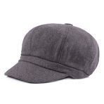 Asudaro Beret Cap Bere Üniseks Klasik Newsboy Gatsby Şapka Yün Sekizgen Şapka Vintage Flat Ivy Cabbie Cap Sürgülü Şapka, Koyu gri., Ölçü Birimi