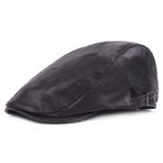 Asudaro Erkekler için poliüretan deri siperli şapka, erkekler için, ayarlanabilir Newsboy şapkası, moda, düz şapka, Newsboy Ivy Beret şapka, boş zaman bere, şapka, sürüş Cabbie av kepi, Siyah, Ölçü