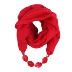 Asudaro Kadın Bezleri Kolye Moda Takı Kolye Şallar Güneş Koruması Yıl Dönümü Bohem Stil Zincir Püsküllü Şal Kolye Boyun Eşarp Giyim Şık Şal Sargı Pashminas 180 x 48 cm, Kırmızı, Ölçü Birimi
