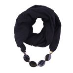 Asudaro Kadın Bezleri Kolye Moda Takı Kolye Şallar Güneş Koruması Yıl Dönümü Bohem Stil Zincir Püsküllü Şal Kolye Boyun Eşarp Giyim Şık Şal Sargı Pashminas 180 x 48 cm, Siyah, Ölçü Birimi