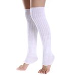 Asudaro Kadın diz çorabı, örgü, bacak ısıtıcısı, manşet, yün, sıcak dizlik, tozluk, çorap, bacak manşeti, 50 cm, beyaz
