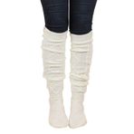 Asudaro Kadın Kız Bacak Isıtıcı Diz Çorabı Çizme Çorabı Tozluk Legwarmers Kalın Örgü Manşetler Kış Diz Üstü Uzun Çorap Bacak Isıtıcı Çorap 60-80 cm Beyaz
