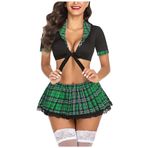 Asudaro Kadın seksi kostümlü oyun, üniforma seti, mini etek, kostümlü oyun, okul kızı, Babydoll kostümü, İskoç pileli etek, boyundan askılı üst, kadın, çekici iç çamaşırı, mini etek, boyun bandı,
