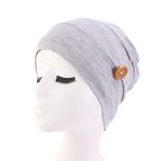 Asudaro Kadınlar için tesettür baş örtüsü, Müslüman kadınlar için şal, baş örtüsü, İslami türban bandana, saç havlusu, bere şapkalar, düğmeli, kemoterapi, kanser, kemoterapi, saç dökülmesi, uyku açık gri