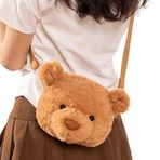 Asudaro Pelüş kahverengi ayı çantası, 20 cm x 15 cm pelüş ayı çantası, pelüş omuz çantası, kadın, pelüş çanta, tampon çanta, Kawaii kabarık tüylü çanta, pelüş çanta, omuz çantası