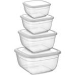 Asude ASD011 Maya 500-900-1500-2400 ml Pembe Kare 4'lü Saklama Kabı Seti