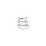 Asude ASD030 Kare Sızdırmaz Şeffaf 3'lü 500-900-1500 ml Saklama Kabı Seti