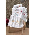 Asude Beyaz Kadife 3D Nakışlı 30x50 cm%100 pamuklu Mutfak Havlusu (yeşil)