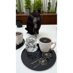 ASUDE HEDİYELİK 6 Adet Pleksi Yuvarlak Çay,Kahve, Servis Tepsisi Sunum Tepsisi 15 cm Karahindiba-Siyah