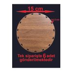 ASUDE HEDİYELİK Ahşap Ceviz 15 Cm 6 Ad Bambu Tepsi Örgü Plakası Supla Delikli Altlık Tığ Taban Işi Sepet Tabanı