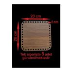 ASUDE HEDİYELİK Ahşap Ceviz 20x20 Cm 5 ad Bambu Tepsi Örgü Plakası Supla Delikli Altlık Tığ Taban Işi Sepet Tabanı