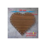 ASUDE HEDİYELİK Ahşap Kalp Ceviz 20 Cm 1 Ad Bambu Tepsi Örgü Plakası Supla Delikli Altlık Tığ Taban Işi Sepet Tabanı
