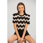 asur boutique Asur Butik Kadın Ajurlu Crop Triko Tişört