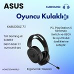 Asus Aktif Gürültü Önleme Gaming Wireless Oyuncu Kulaklığı, 2.4 Ghz - RENK - Siyah