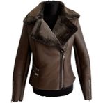 Asus Deri - Emily - Hakiki Koyun Kürkü - Kahverengi - Ceket - Kadın - 2XL