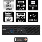 Asus PB63 i3 13100 Mini PC 36GB RAM 512GB SSD Win11 Home + Per4 USB PB63P1332