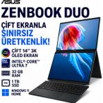 Asus Zenbook Duo Çift 14 Inç 3k OLED Dokunmatik Laptop, Core Ultra 7 255H, 32GB Ram, 1tb Ssd, Windows 11, Arc Grafik, Ince ve Güçlü Taşınabilir Bilgisayar, Hafif Tasarımlı Taşınabilir Bilgisayar - 1 TB - 32 GB